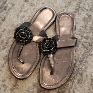 Silver beaded sandals